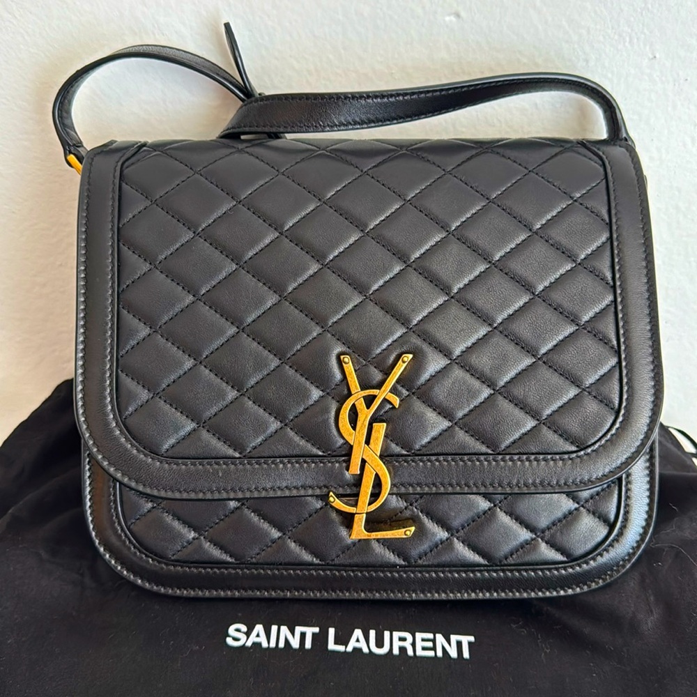 Saint Laurent *NEW* Lambskin Leather Black Crossbody Bag with Dust Cover